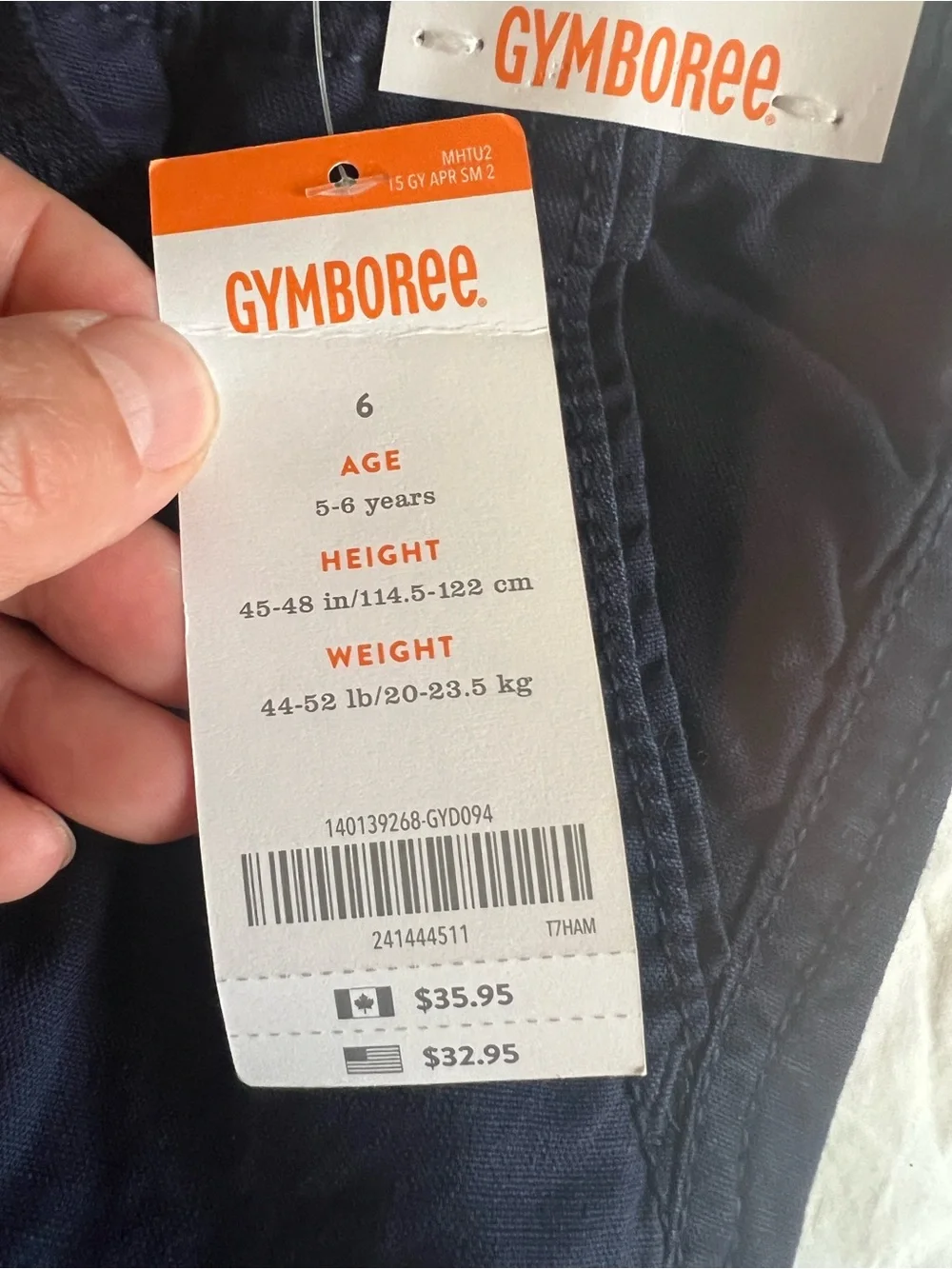NWT Gymboree Boys Pull On Cargo Navy Blue Pants Elastic Waistband Size 6